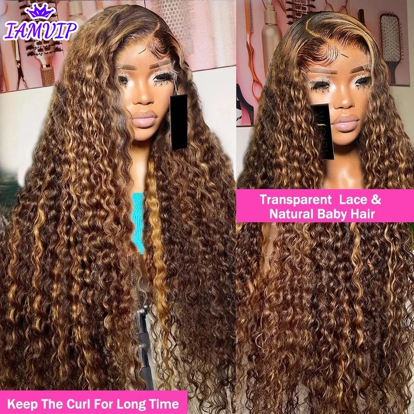 30 36 Inch Curly Highlight Wig Human Hair Honey Blonde 13x4 Lace Front Deep Wave 13x6 Hd Lace Frontal Wig Brazilian For Women