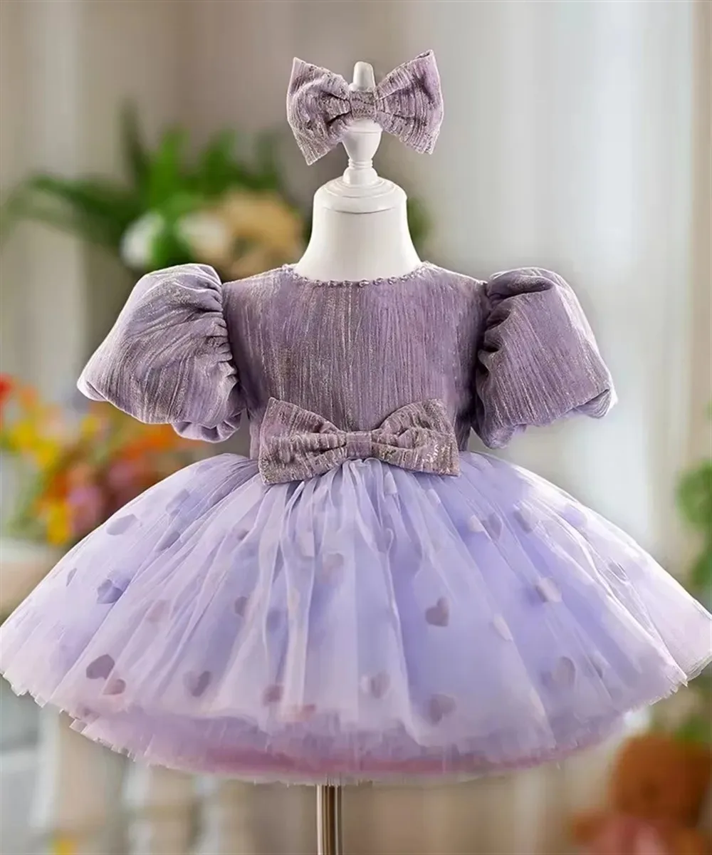 Custom Pink Flower Girl Dress Wedding High-Layer Sheer Ruffled Low-Length Elegant Children's First Communion Birthday Dress