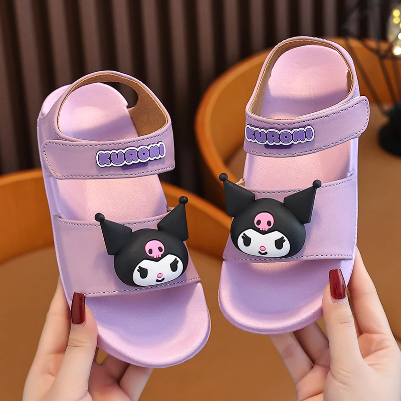 

Miniso сандалии принцессы для девочек, детская обувь, детская обувь Sanrio, модная детская обувь Kuromi для девочек