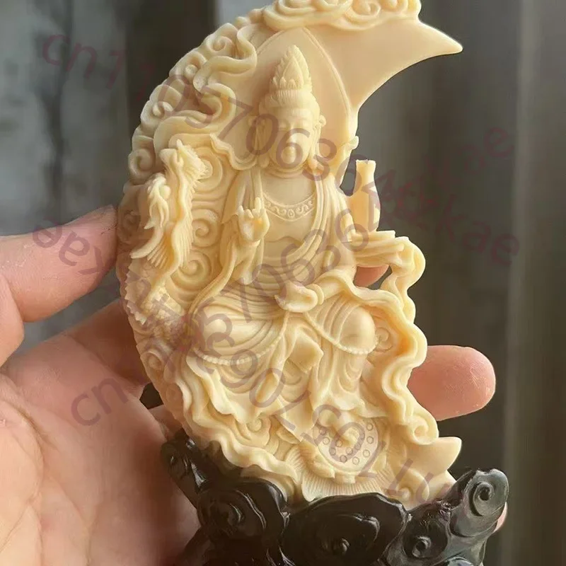 Crescent Dragon Guanyin Sculptures And Figurines Hand Carved Buddha Characters Home Room Office Wealth Luck Feng Shui Decor