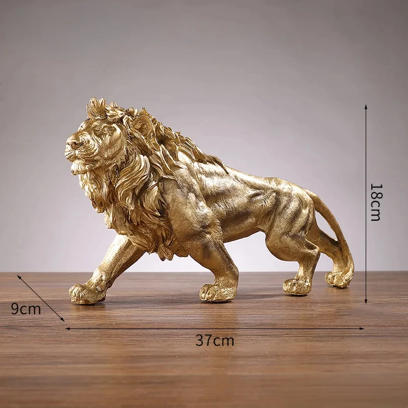 Golden Lion King Resin Ornament Home Office Desktop Animal Statue Decoration Accessories Living Room Home Decoration Ornament