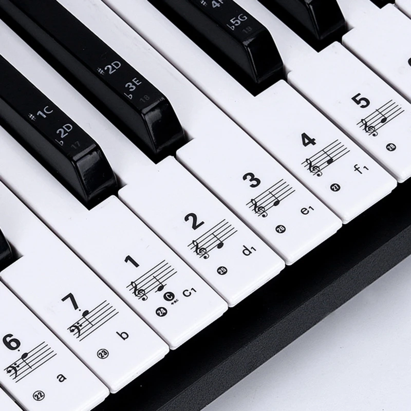 Piano Keyboard Stickers for 88/61/54 for Key.Colorful Bigger Letter,Thinner Material,Transparent Removable