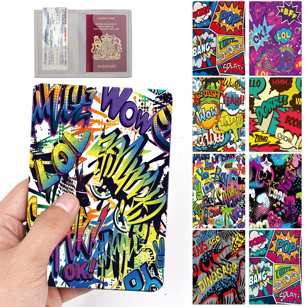 

Passport Cover PU Wallet Travel Bags Graffiti Art Paint Waterproof Traveler Accessories Unisex ID Cred-holder Protective Case