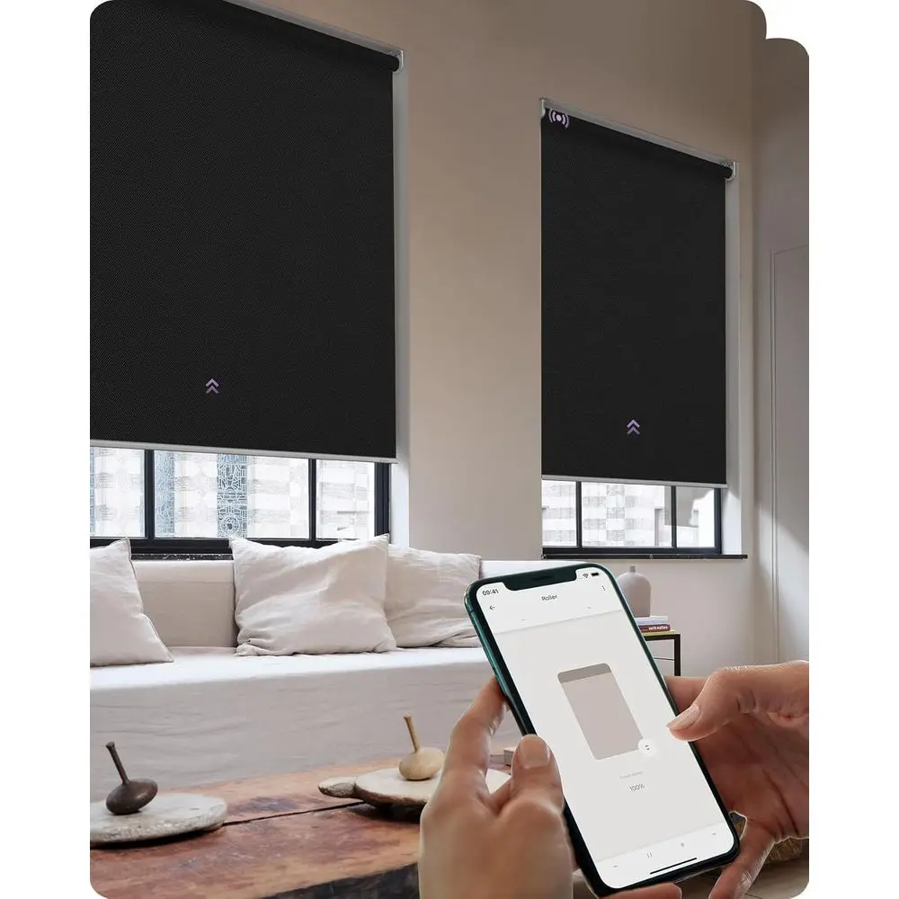 

100% Blackout Window Blinds with APP Control, Customized Automatic Shades for Home and Office (Custom Size, Black)