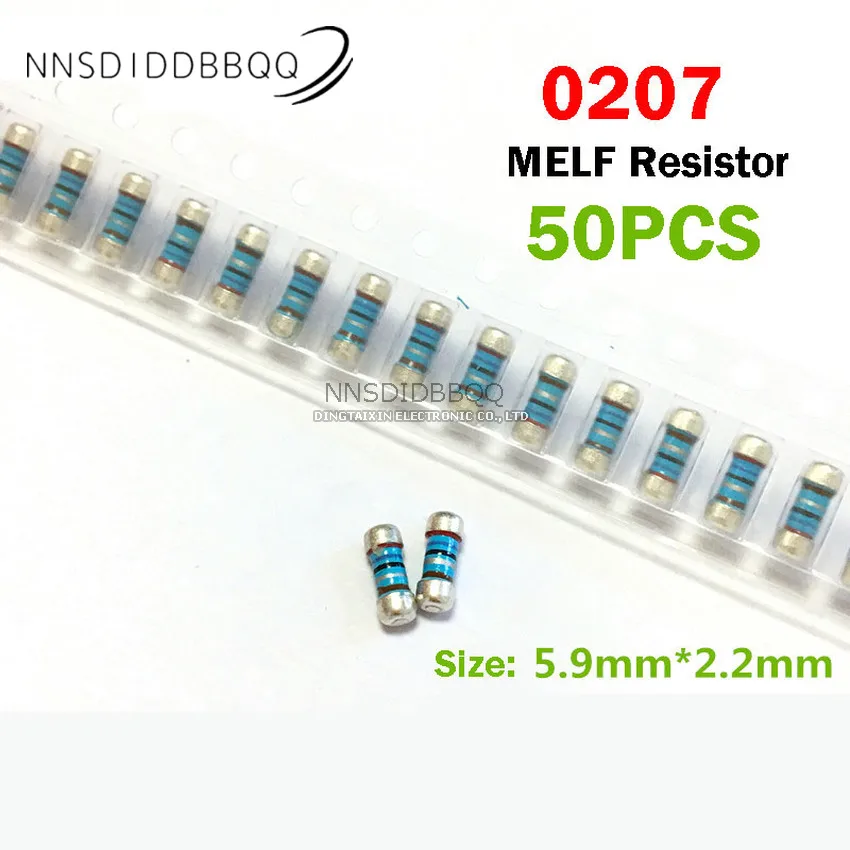 20 шт. SMD MELF резистор 0207 2 м 2,2 м 2,7 м 2/2.2/2.7Ω точный 1% цветной кольцевой резистор металлический пленочный прецизионный резистор