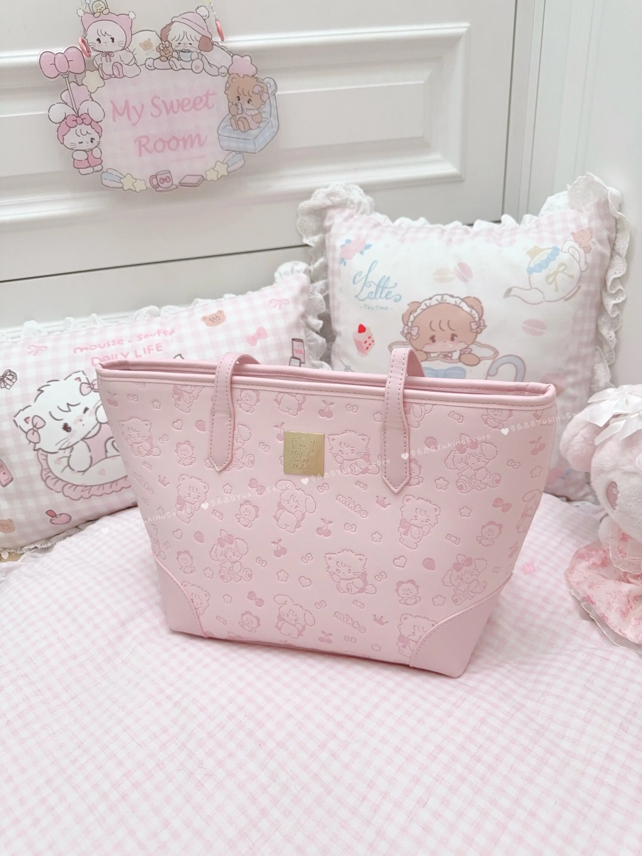 Japanese Embossed Sweet and Cute Tote Bag Handbag Girl Style Versatile Large Capacity Commuter Student Shoulder Bags for Woman