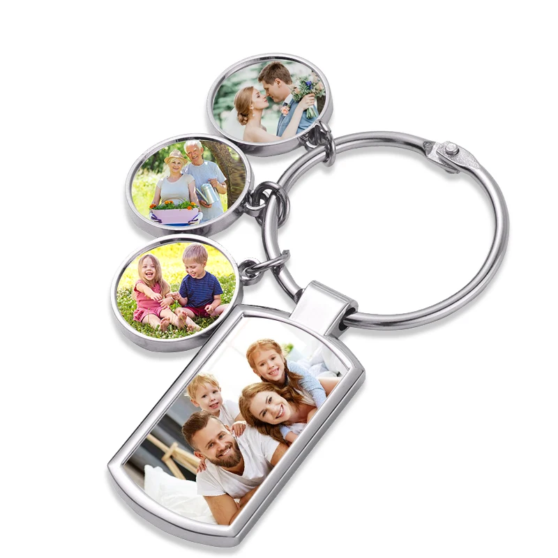 Benutzerdefinierter Schlüsselanhänger, 4 oder 7 Stück, Bild, personalisierte Foto-Gravur, Text-Schlüsselanhänger, individuelle Geschenke für Männer, Frauen, Freund-Geschenke