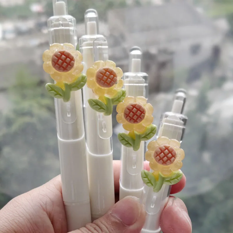 Kawaii 2-teilig, zufällige Gelstifte, niedliche Blume, DIY, Büro, Schreibwaren, ST-Spitze, lustige Stifte, reibungsloses Schreiben – Detail 6