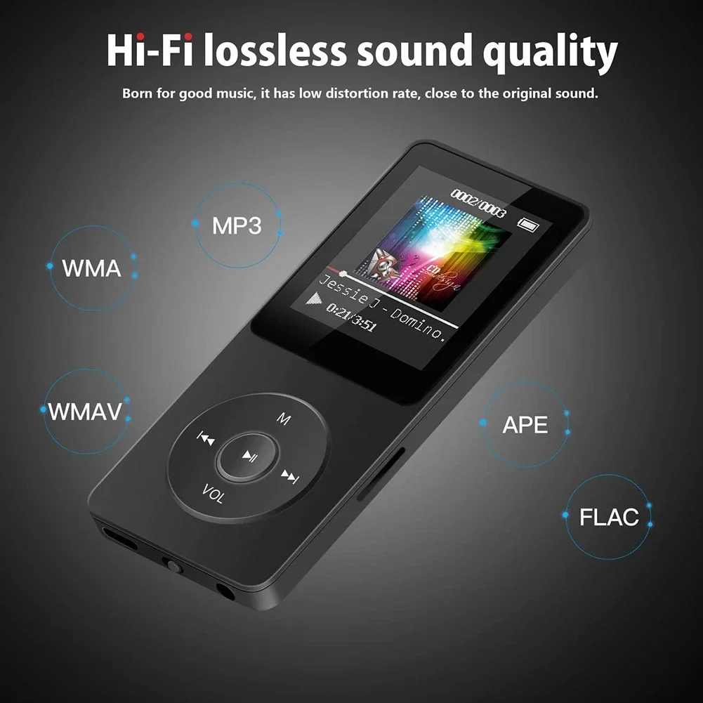 Portable MP3 Player 1.8 Inch Walkmen Type-C Bluetooth 5.4 Compatible E-Books Recording Sports MP4 FM Radio Music Player