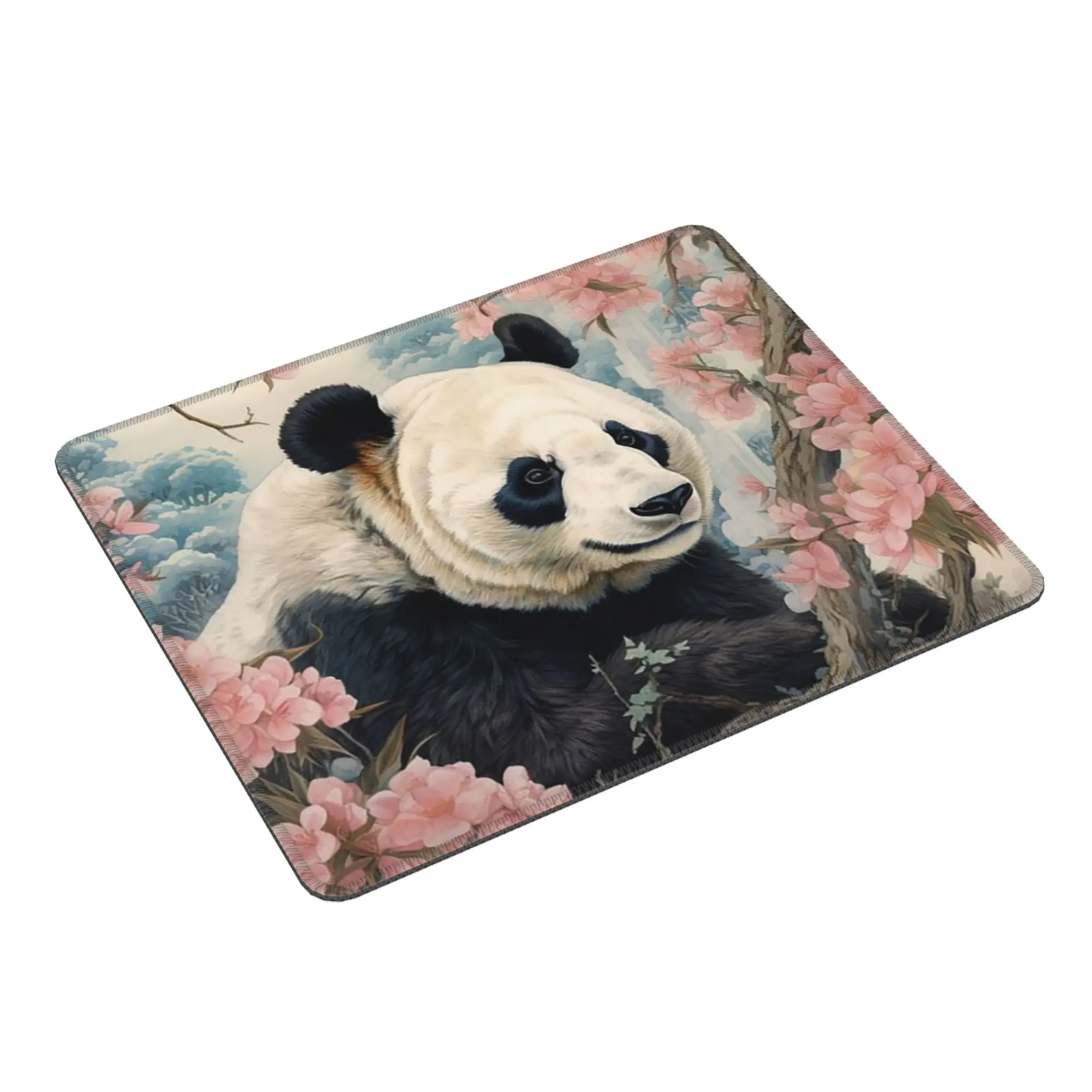 Panda In A Peach Blossom Branch Mouse Pad Computer Keyboard Mouse Mat Gaming PC Laptop Desk Mat Office Accessories Table Mats