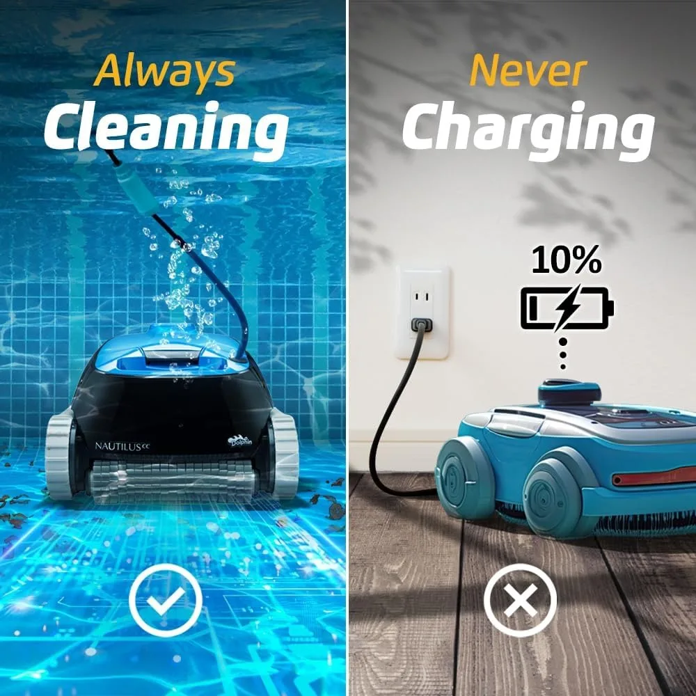 Automatic pool vacuum cleaner, always clean, never charging, suitable for underground swimming pools up to 33 feet in length