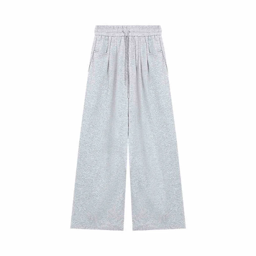 Drawstring Waist Straight Leg Sweatpants for Women Loose Fit Draped Trousers Designed for American Sizing Standards