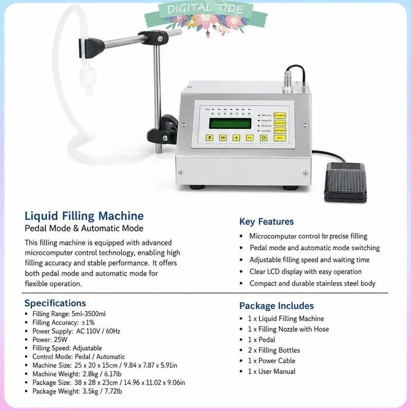 GFK-160A Digital Liquid Filling Machine Semi-automatic Small Bottle Water Juice Perfume Milk Diaphragm Pump Filler