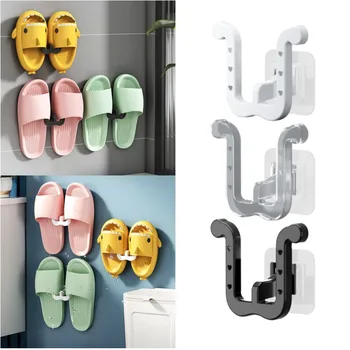 Estante para zapatillas en forma de U, estante de almacenamiento de drenaje para inodoro perforado montado en la pared, estante para sándalo de almacenamiento de pared para baño, 2/6 Uds.