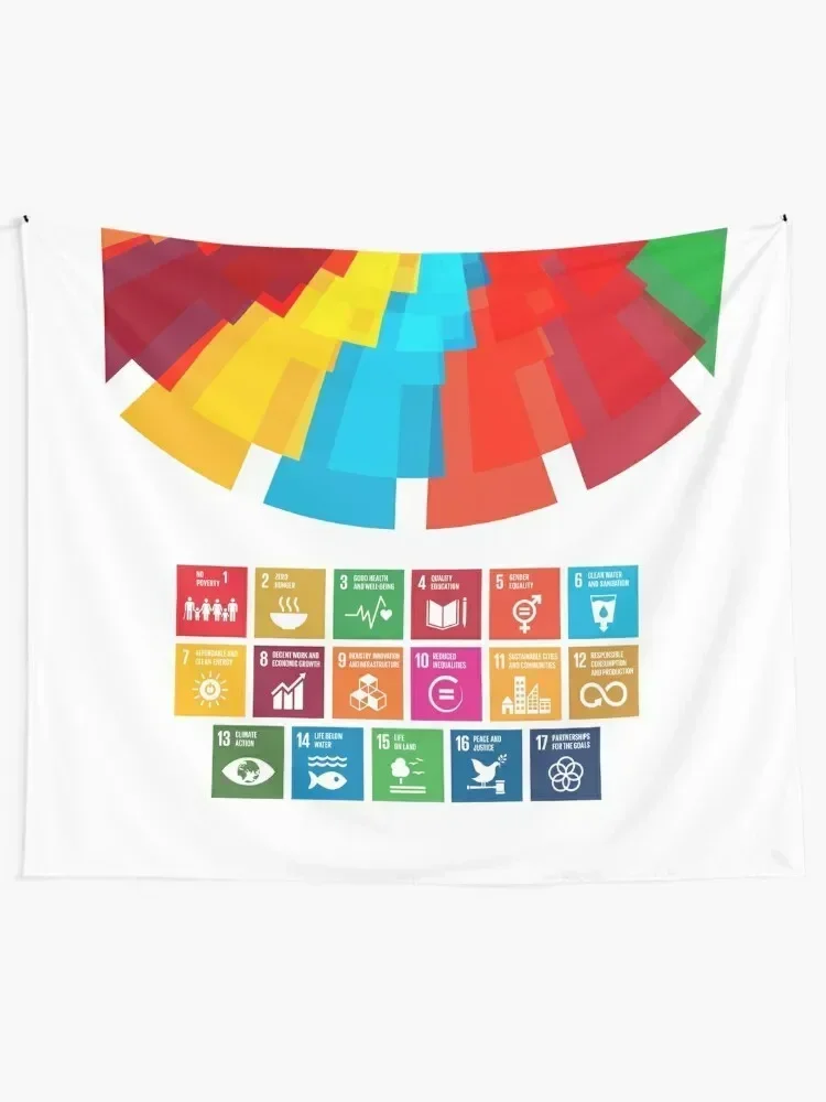 UN Global Goals | Sustainable Development Goals 2030 Colorful Tapestry Decoration Room Custom Tapestry