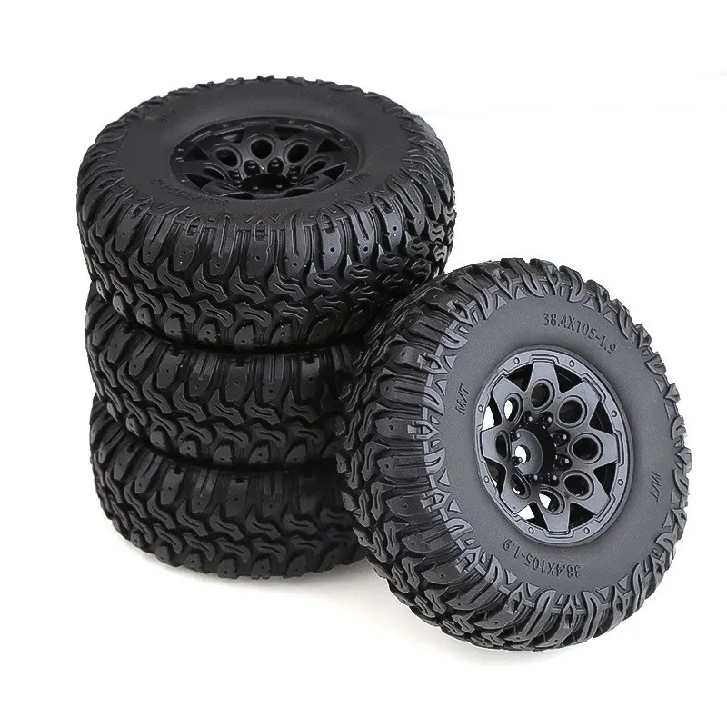 4pcs 1.9-inch 105×38mm Beadlock Wheel Hub Tire Car Wheel  for 1/10 RC Crawler Car TRX-4 D90 Axial SCX10 II III Redcat MST