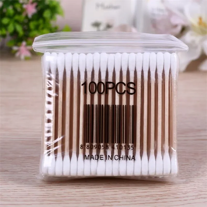 100/500pcs Double Head Cotton Swab Women Makeup Cotton Buds Tip For Wood Sticks Nose Ears Cleaning Health Care Tools