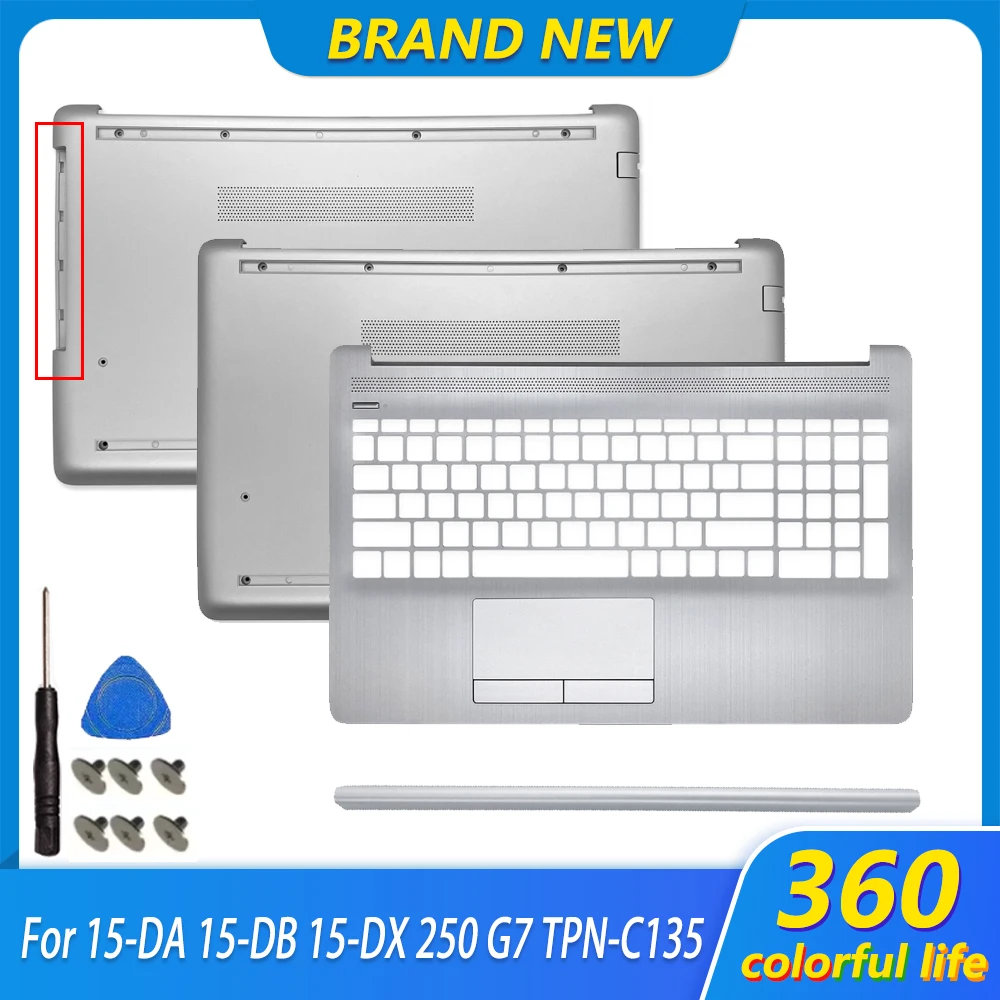 New For 15-DA 15-DB 15-DX 250 G7 TPN-C135 TPN-C136 LCD Back Cover Front Bezel Palm rest Lower Bottom Case Hinges Cover Silver