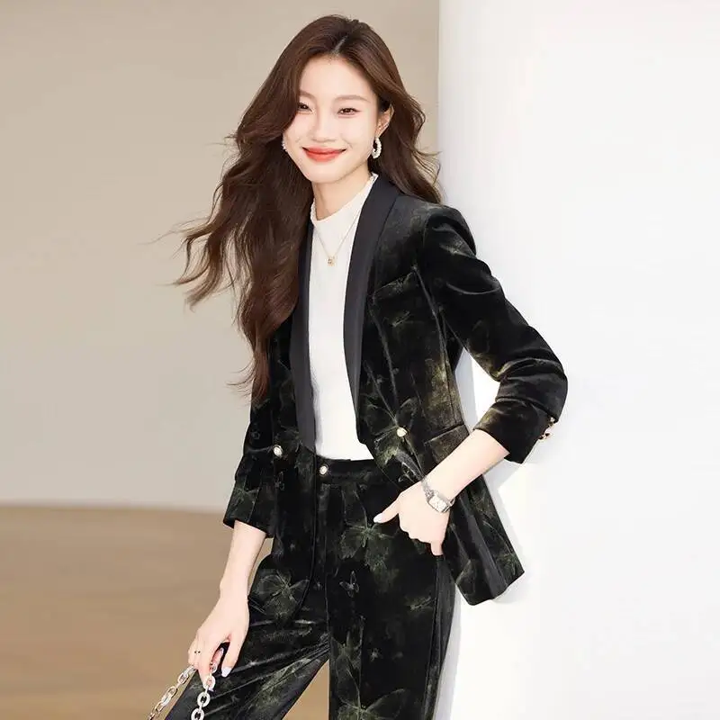 High Quality Fabric Women Business Formal Pantsuits Professional Blazers Autumn Winter Career Interview Trousers Sets Outfits