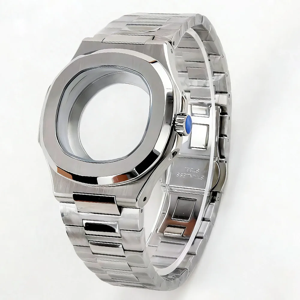 

Rose Gold/Black 43mm Watch Case and Bracelet For Nautilus NH35 NH36 NH38 4R 6R Movement 29.8mm dial Modified watch accessories