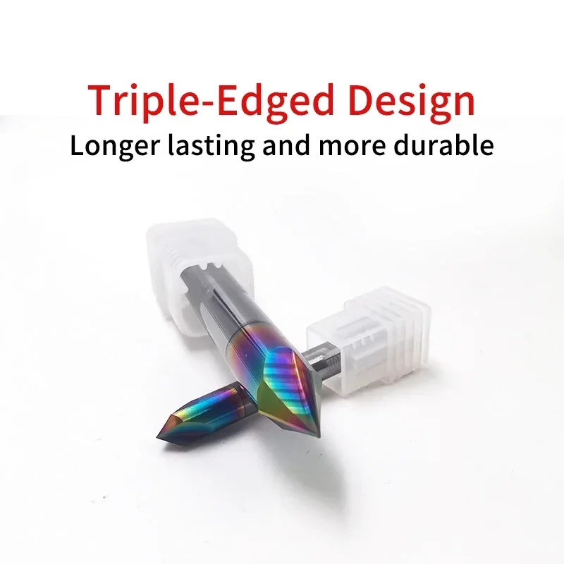 1PC 3F Straight Coated Carbide Chamfering End Mill HRC55 DLC Coating Tungsten Steel Chamfer Milling Cutter for Aluminum