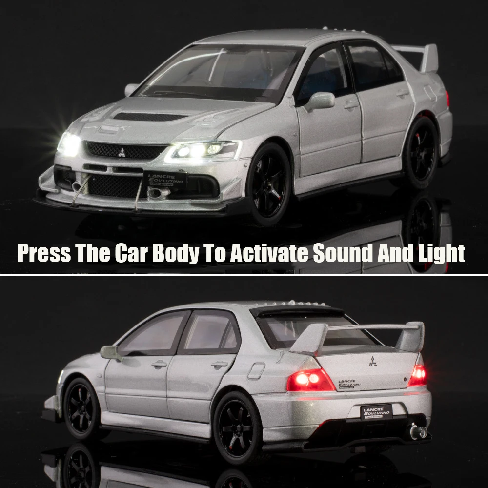 1:32 Lancer Evolution EVO Simulation Car Model Metal Diecasts Toy Vehicles Alloy Decoration Sound Light Metal Man Kids Gift Boy