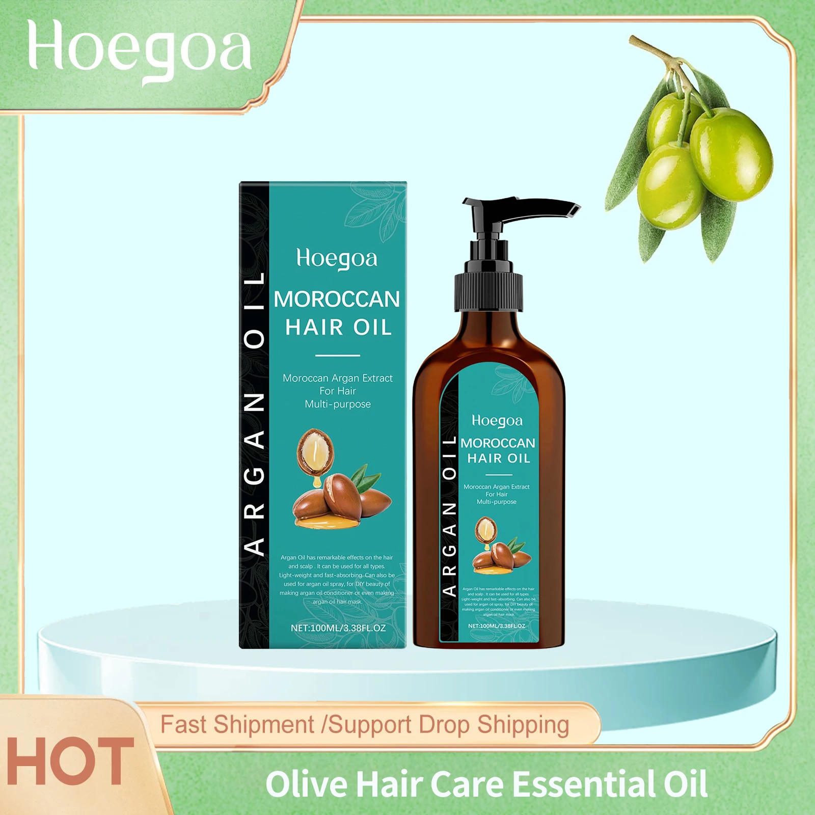 Hoegoa Olive Hair Care Essential Oil Reduce Loss Restore Shiny Nourishing Roots Improve Scalp Damage Oil Control Hair Growth Oil