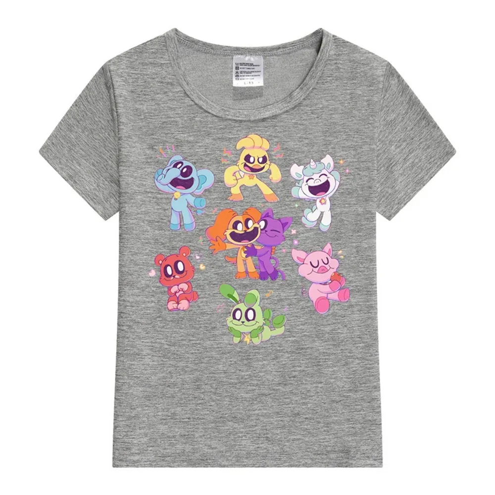 Smiling Critters Children T-Shirts Game Tee Shirt Kid Cartoons Kawaii Casual Clothes Anime Boy Girl Tops Short Sleeve Tops