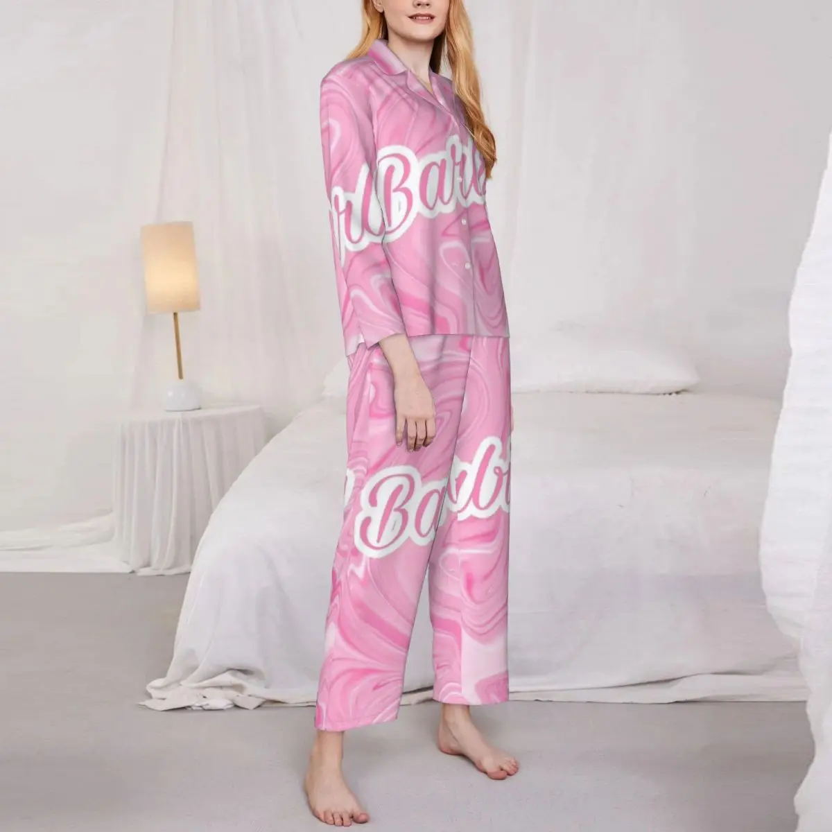 Barbie Women's Pajamas Sets Woman 2 Pieces Pajamas Female Couples Loungewear Suit Home Clothes image 4