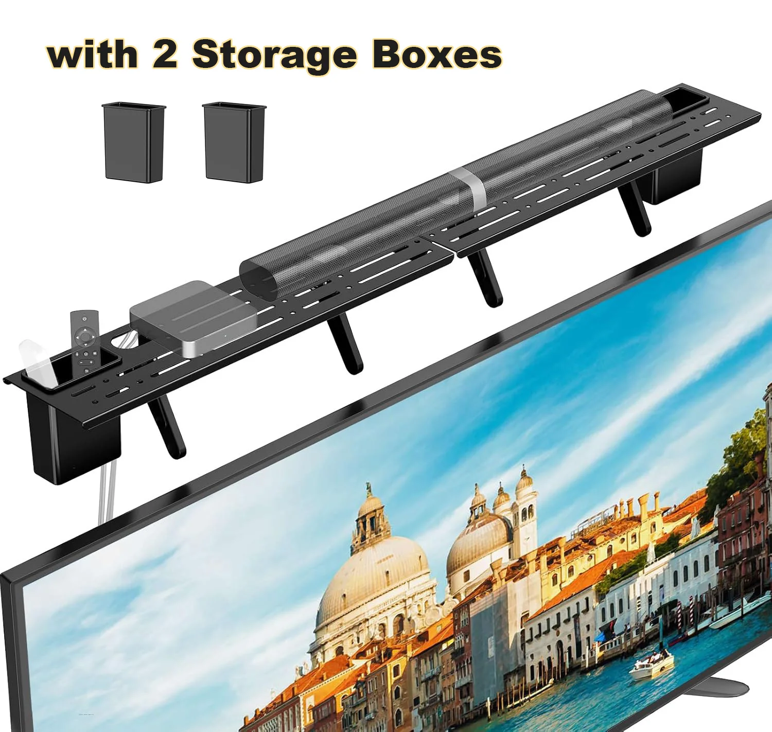 Universelle Soundbar-Halterung Ohne Bohren Platzsparendes TV-Oberregal Stahlrahmen Computer-Monitor-Organizer mit Box