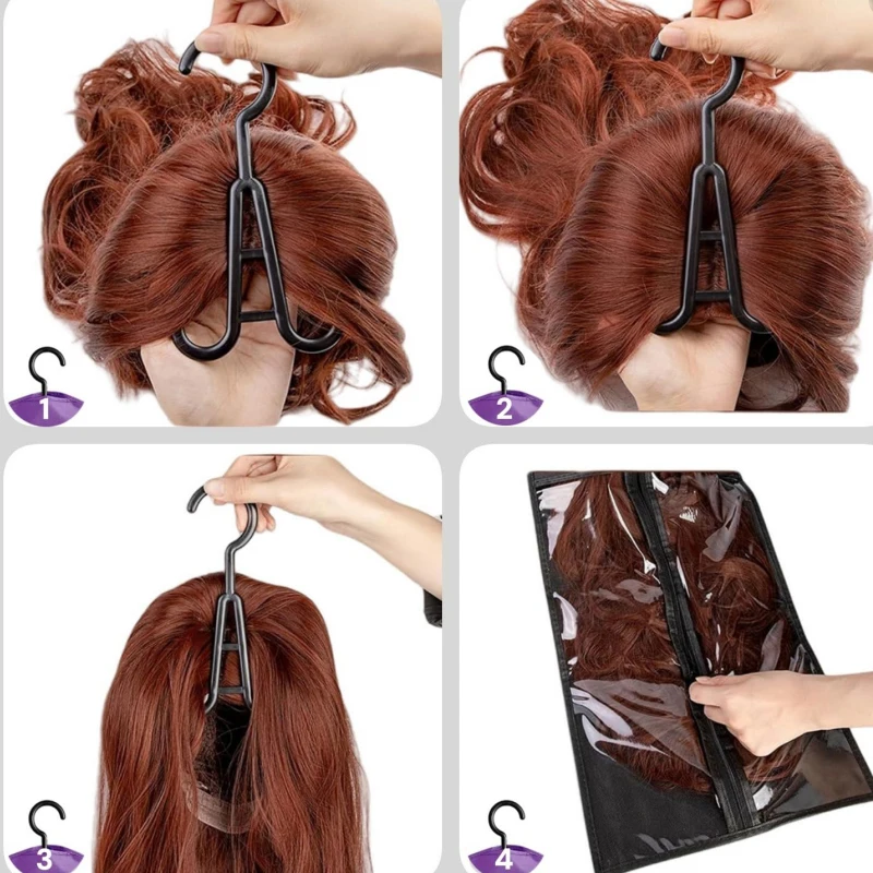 1Set/2sets Wig Storage Bag With Hanger Hair Bags With Plastic Hanger For Virgin Hair Wig Organizer Hangers For Multiple Wigs image 5