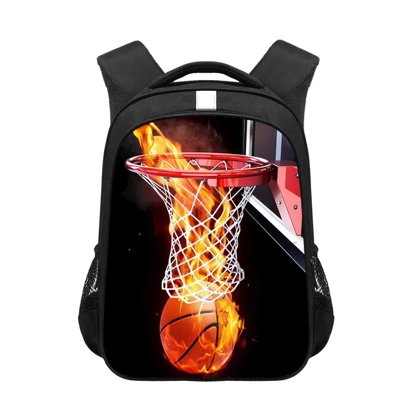 Hot Blooded Basketbally Print Backpack Teenager Boys SchoolBag Reflective Stripe Men Laptop Rucksack Fashion Travel Bags