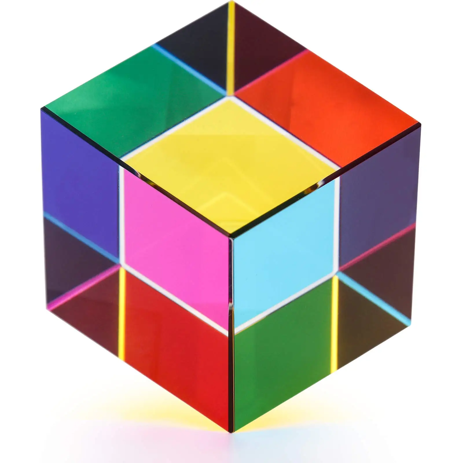 40mm (1.57 Inches) Color Cube Prism Three Primary Colors Popular Science Optical Color Experiment Toys Home Color Neocubes Toy