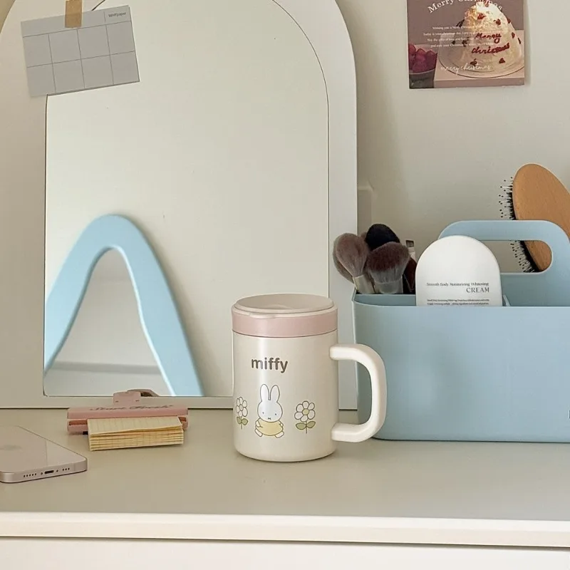 Japanese Kawaii Miffy Rabbit Stainless Steel Insulated Cup Cartoon Cap Makeup Cup Student Milk Cup Children's Festival Gift