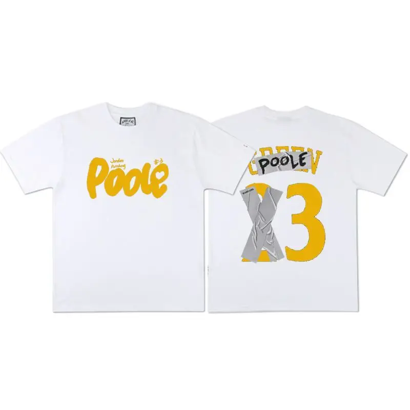 2026 Jordan Poole 3 Basketball Player Name Number Tape Graffiti Double Sided Print Oversized T-shirtShort Sleeve Top Men Women