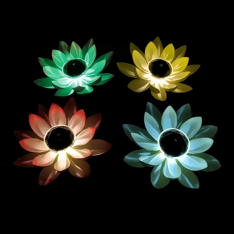 

Solar Floating Lotus Flower Lamp Waterproof LED Night Light Pond Fish Tank Garden Decoration Products Holiday Wish Light