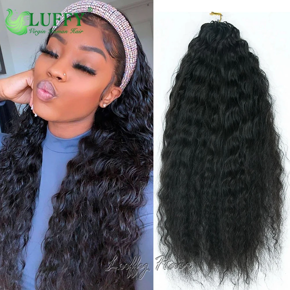 Wet And Wavy Crochet Human Hair Extensions Feather Crochet Hair Seamless and Knotless Invisible Micro Loop Crochet Hair
