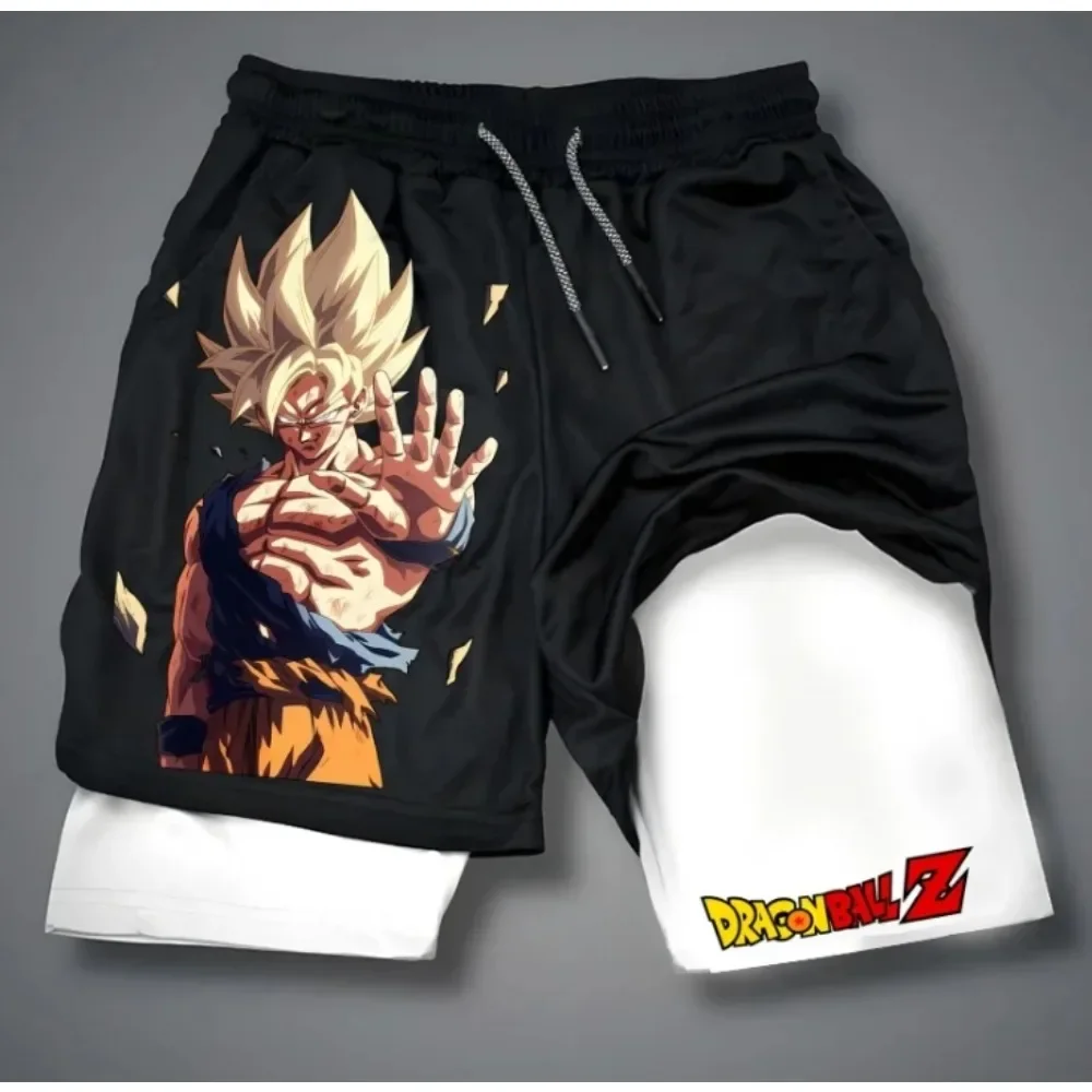 Dragon Ball Animation Goku Super Saiyan Bedruckte 2-in-1 Shorts 2025 Sommer Neue Herren- und Damen-Fitness-Laufshorts