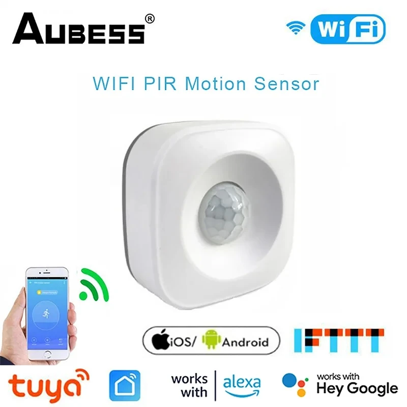 

AUBESS Tuya WIFI Smart PIR Motion Sensor Mini Human Body Movement Detector Smart Life Infrared Sensor For Alexa Google Home