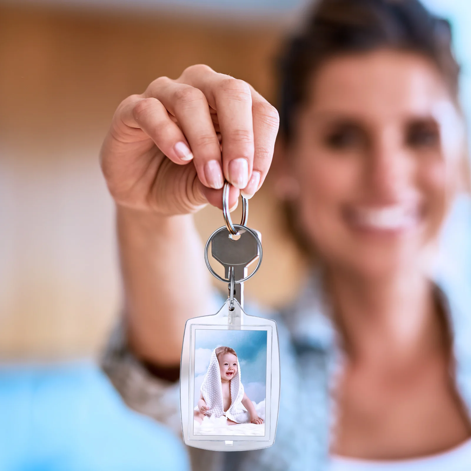 

10Pcs Acrylic Blank Insert Photo Frame Keyrings Personalized DIY Gift Clear Plastic Split Ring Keychain 4x5.6cm