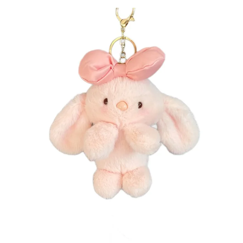 การ์ตูนโบว์กระต่ายน้อยตุ๊กตาพวงกุญแจจี้ตุ๊กตากระเป๋าแขวน Claw เครื่อง Kawaii