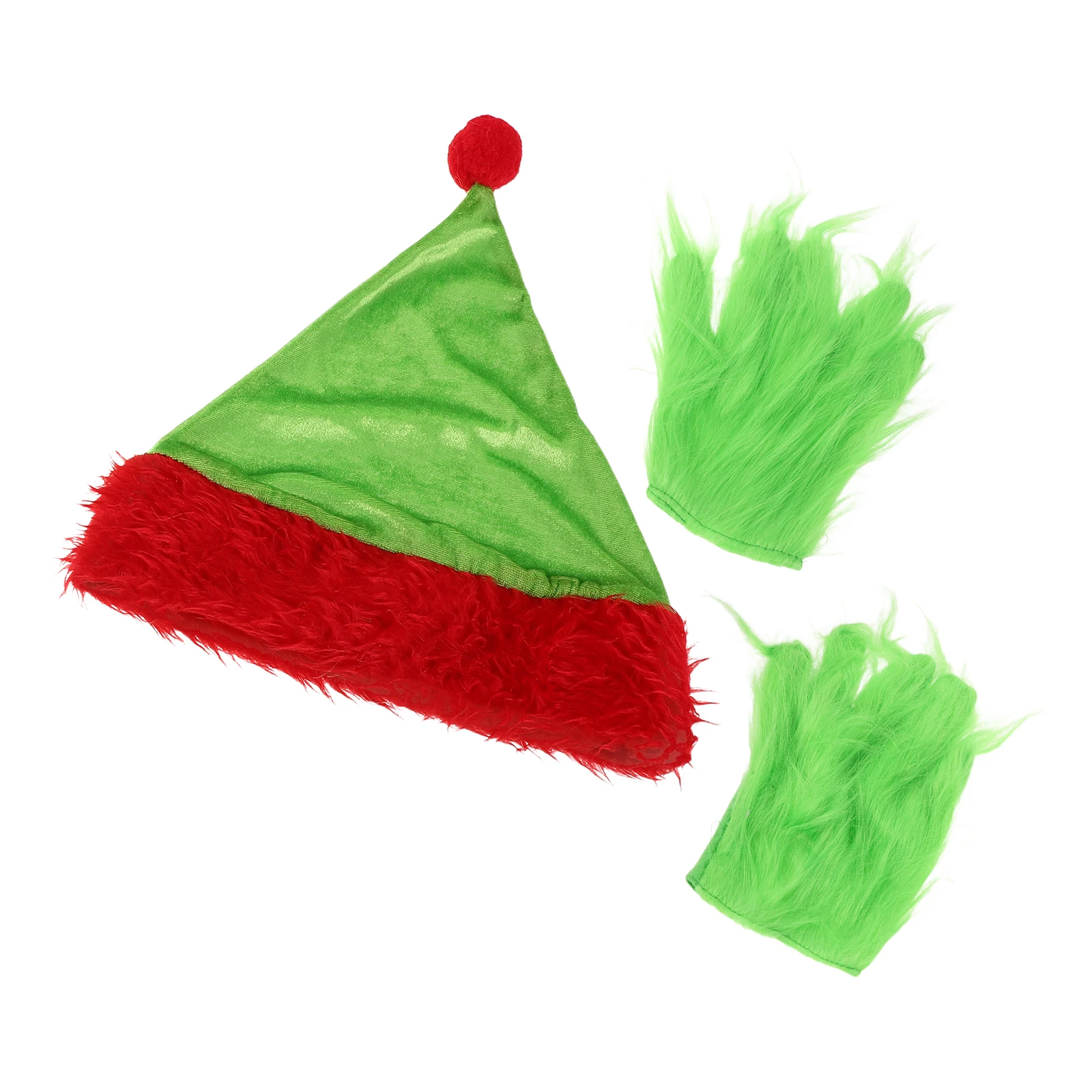

Cosplay Props Santa Hat Costume Hats and Gloves Furry Party Halloween Green Hand Christmas