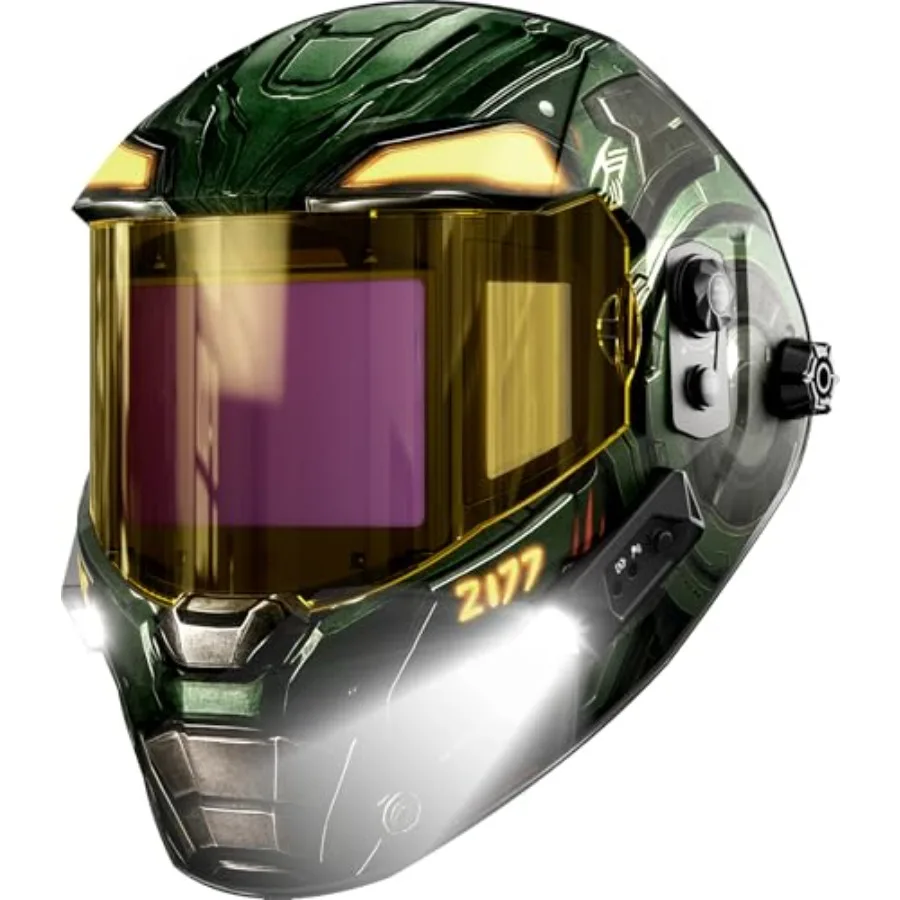 

Welding Helmet with Light PRO Digital Filter with Internal Display, 7.2"x3.2" Panoramic View Auto Darkening Type-C Fast Chargin