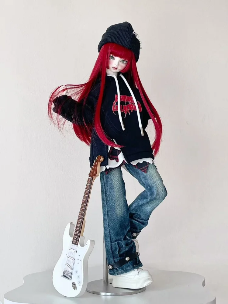BJD Doll Clothes For 1/4 Dolls Black Hoodie Jeans Hat Set Dolls Clothing Accessories(No Dolls)