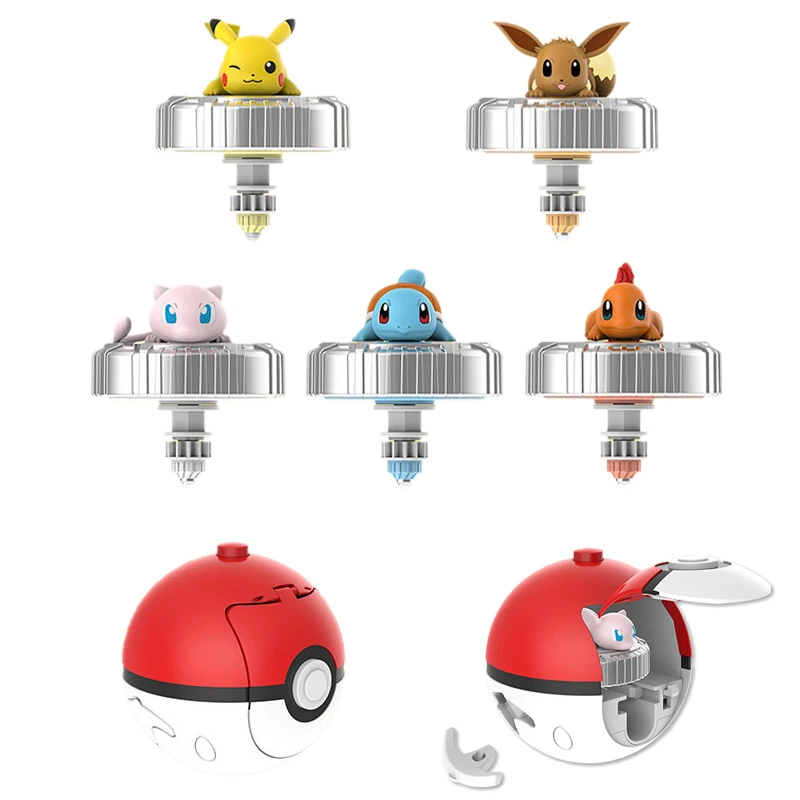 Pokemon Figures Beyblade Top Gyroscope Toys Pikachu Charmander Squirtle Mewtwo Eevee PVC Models Pokeball Gift For Kids