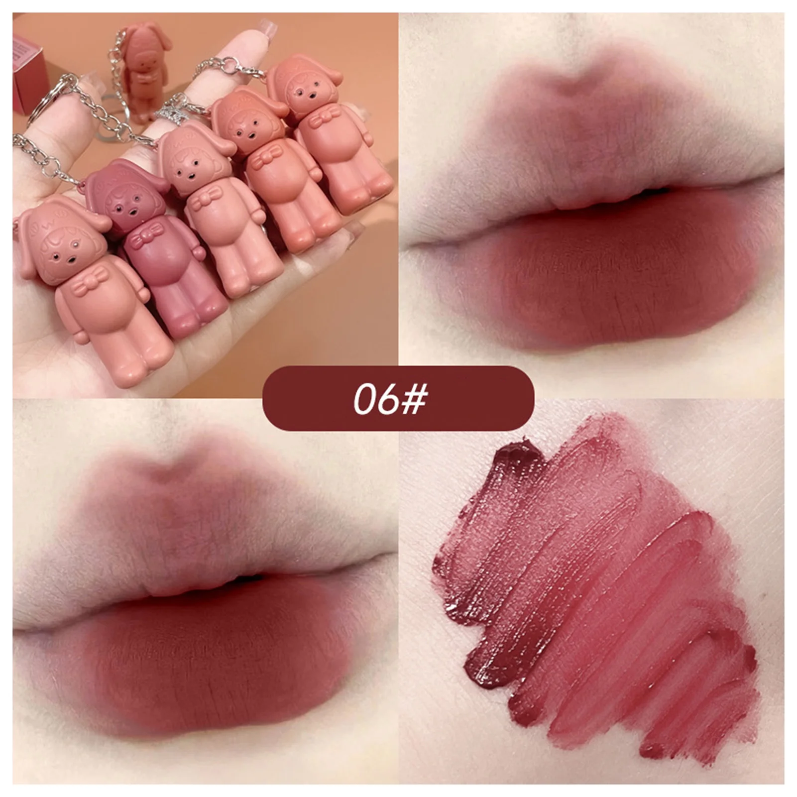 Moisturizing Matte Liquid Lipstick Portable Keychain Design High Pigmented Lip Tint for Lady Beauty Lip Makeup