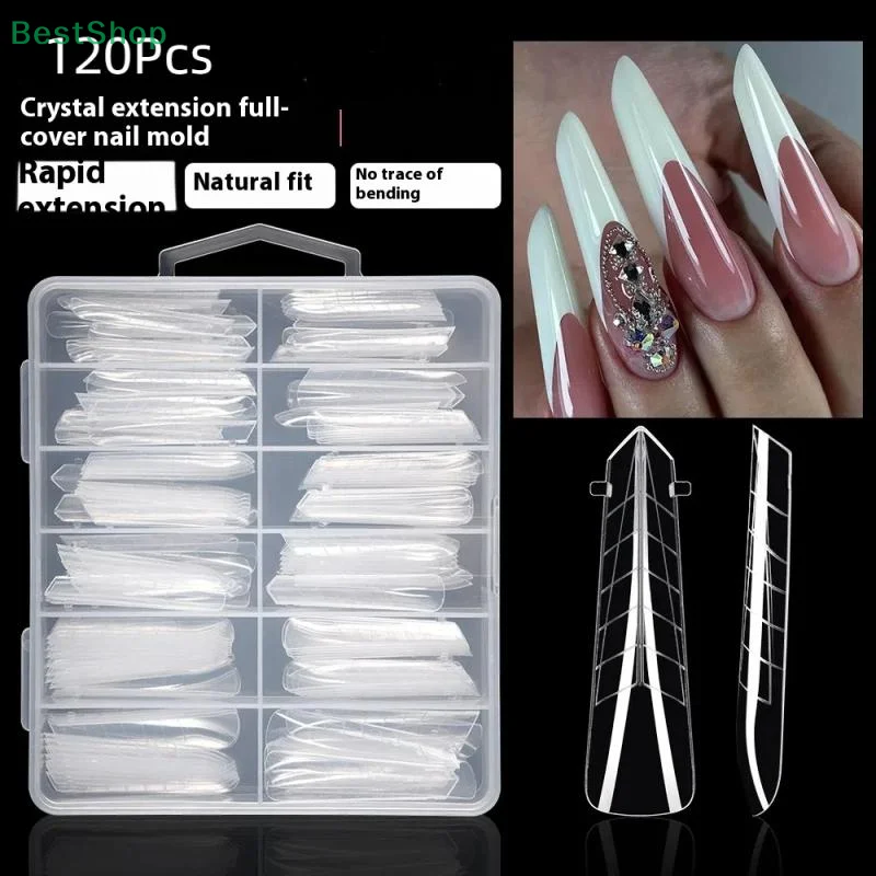 120 個デュアルフォームエクステンションモールドクイックビルディング付け爪アクリルネイルモールドフルカバー指トップフォーム