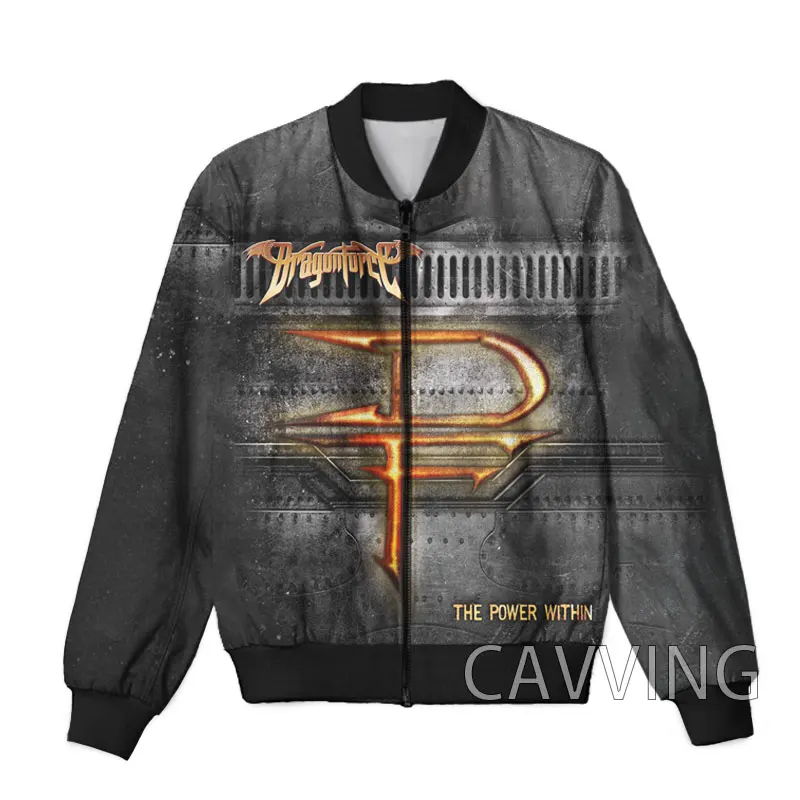 

New Fashion Women/Men's 3D Print Dragonforce Band Zipper Bomber Jackets Men Overcoat Mens Coat Zip Up Jackets