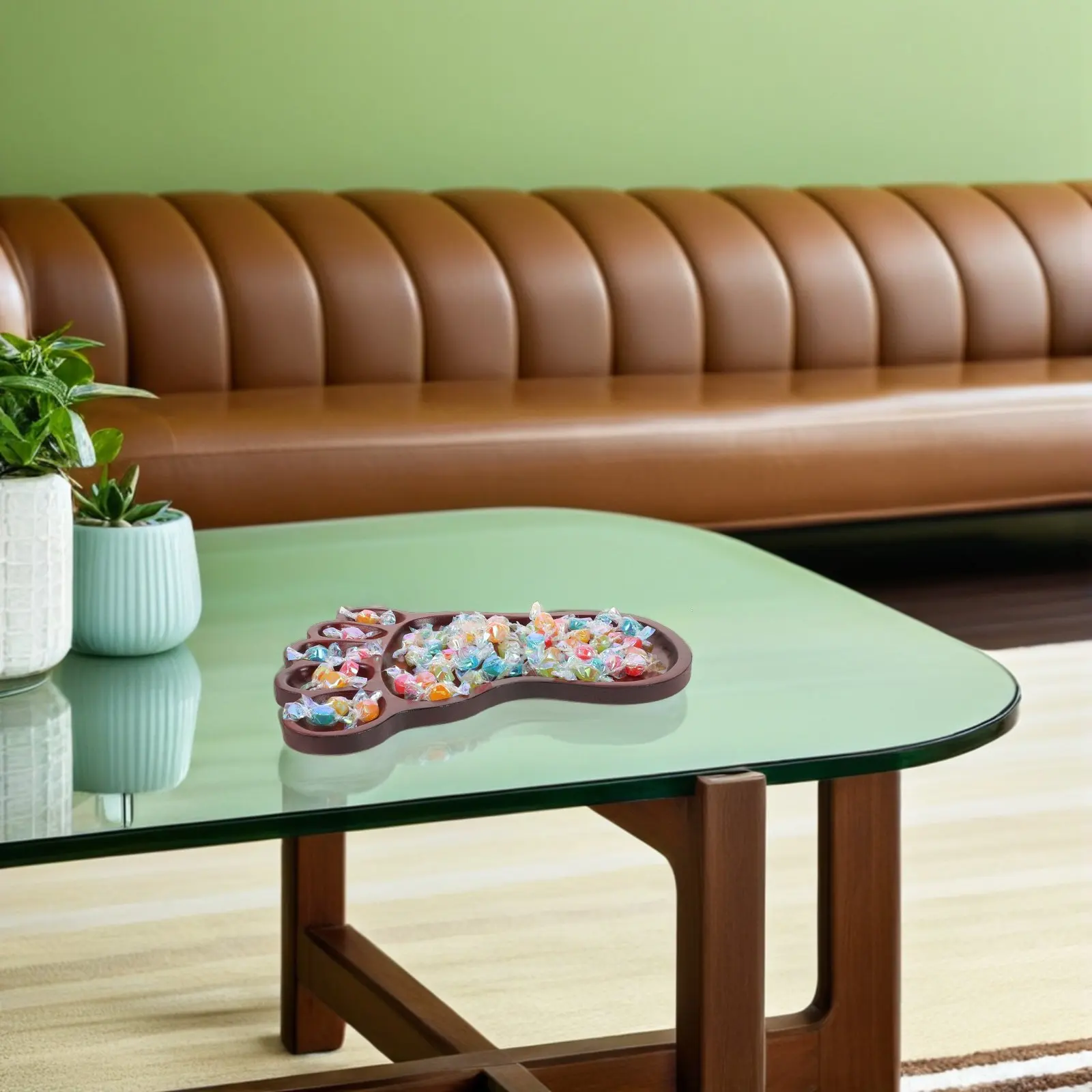 

Wood Tray Walnut Natural Grain Multi-Compartment Snack Serving Platter for Parties Dinners Cheese Fruit Appetizers Charcuterie