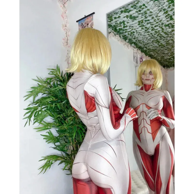 Sky02 Halloween Annie Leonhardt Femmina Titano Costumi Cosplay Attacco su Titano Femminile Zentai Catsuit Ragazze Body88Ji #
